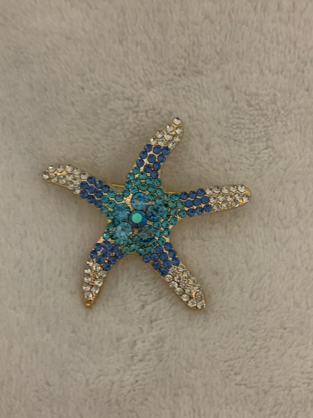 Blue & Teal Starfish Crystal Brooch